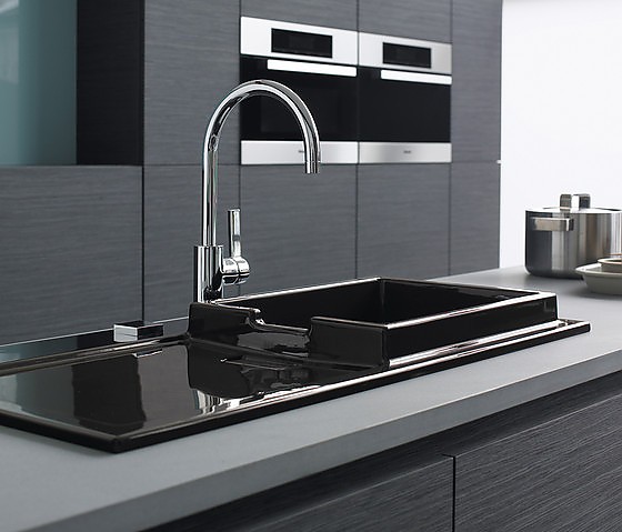 Einbauspüle Starck k60100cm Schwarz Becken rechts Küchenspüle Duravit